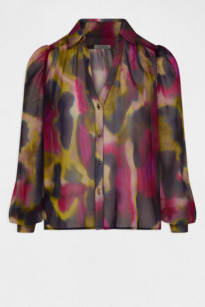 Chemise manches longues imprimé abstrait multico femme