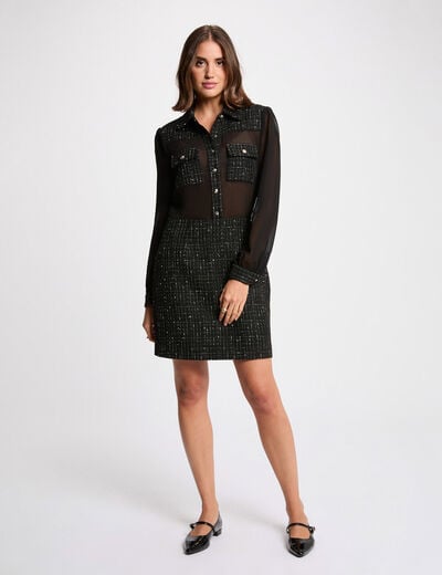 Robe courte bimati&egrave;re noir femme