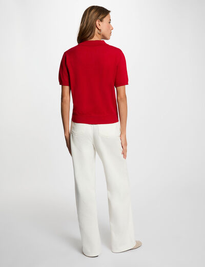 Pull col polo rouge femme
