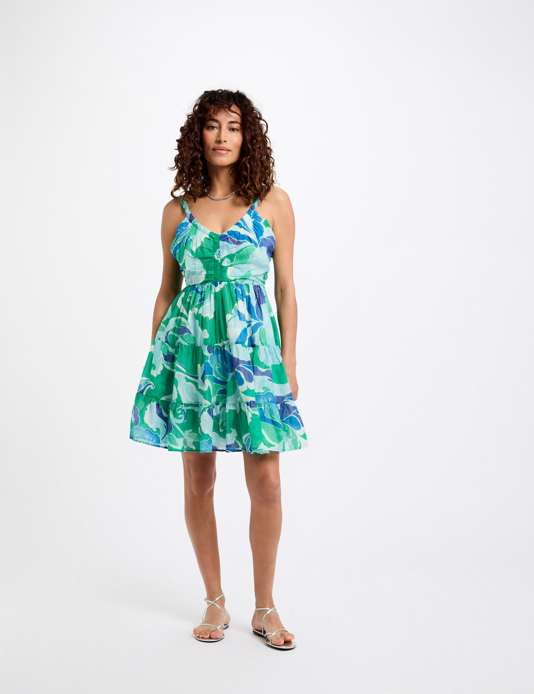 Robe courte trapèze imprimée - Morgan - Modalova