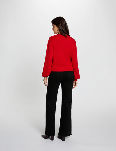 Gilet ajust&eacute; col v rouge femme