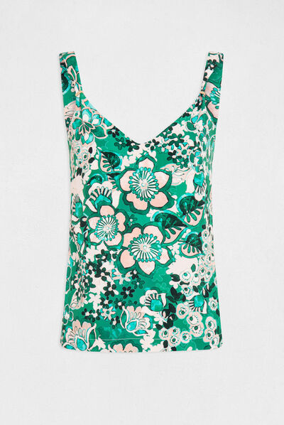 Blouse bretelles larges imprimé végétal multico femme