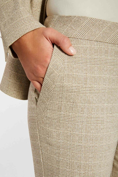 Pantalon 7/8ème coupe cigarette beige femme