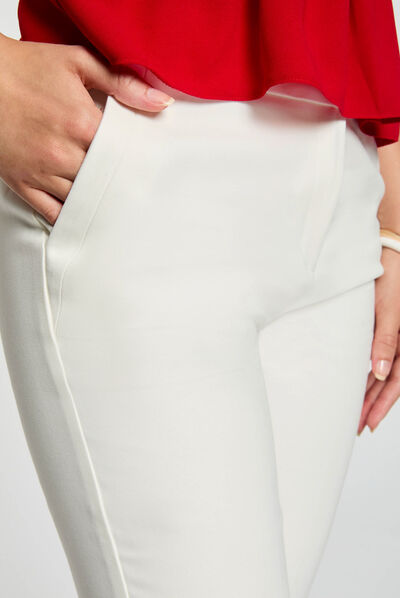 Pantalon city droit 7/8ème ecru femme