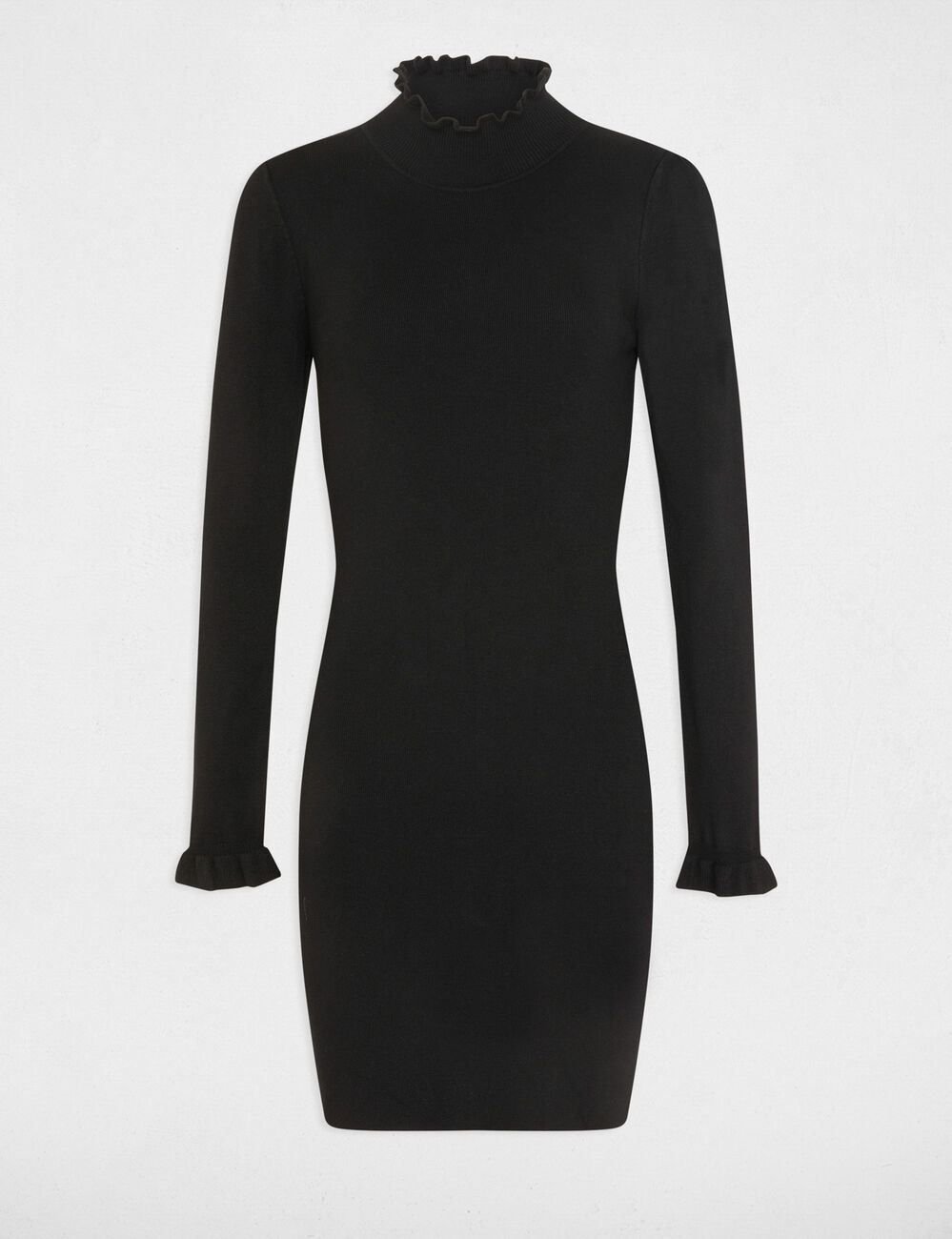 Robe pull ajustée avec col montant noir femme