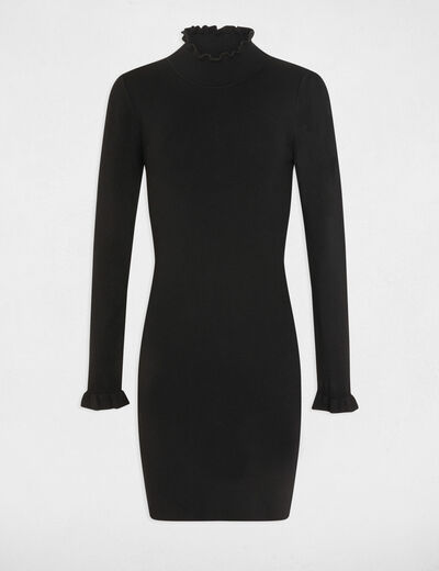 Robe pull ajustée avec col montant noir femme