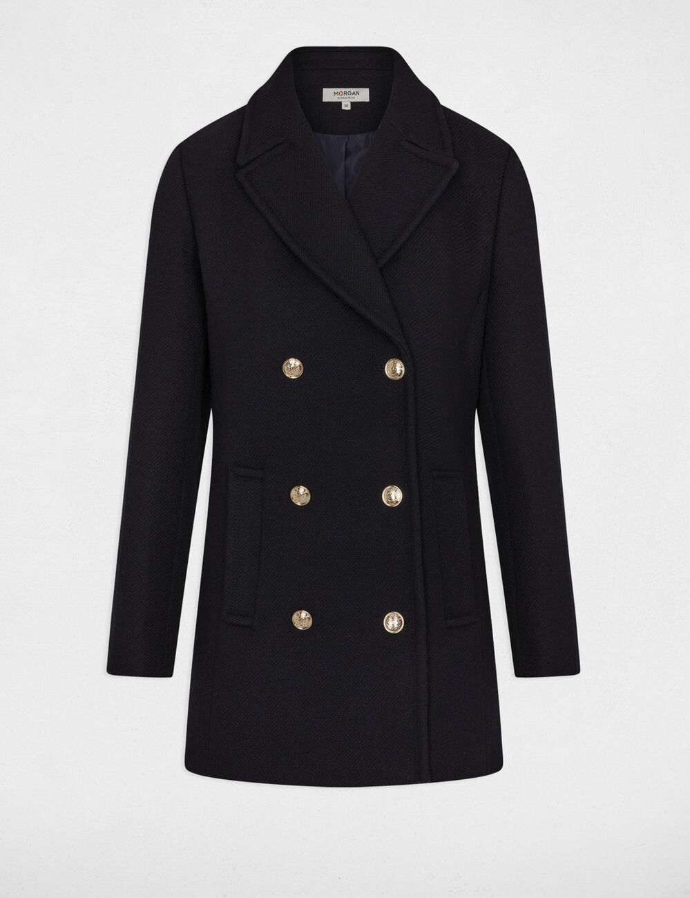 Manteau double boutonnage marine femme