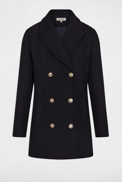 Manteau double boutonnage marine femme