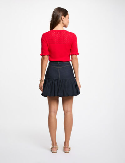 Pull manches courtes rouge femme