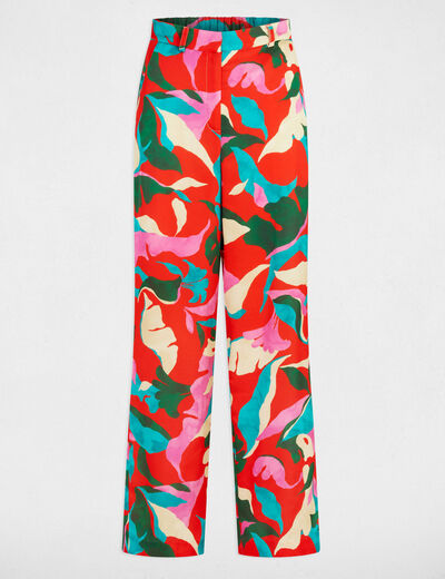 Pantalon droit imprimé multicolore femme