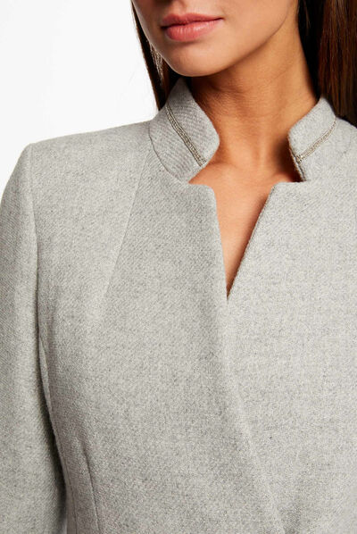 Manteau cintré boutonné gris clair femme