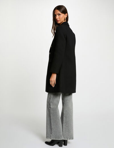 Manteau ajust&eacute; col tailleur noir femme