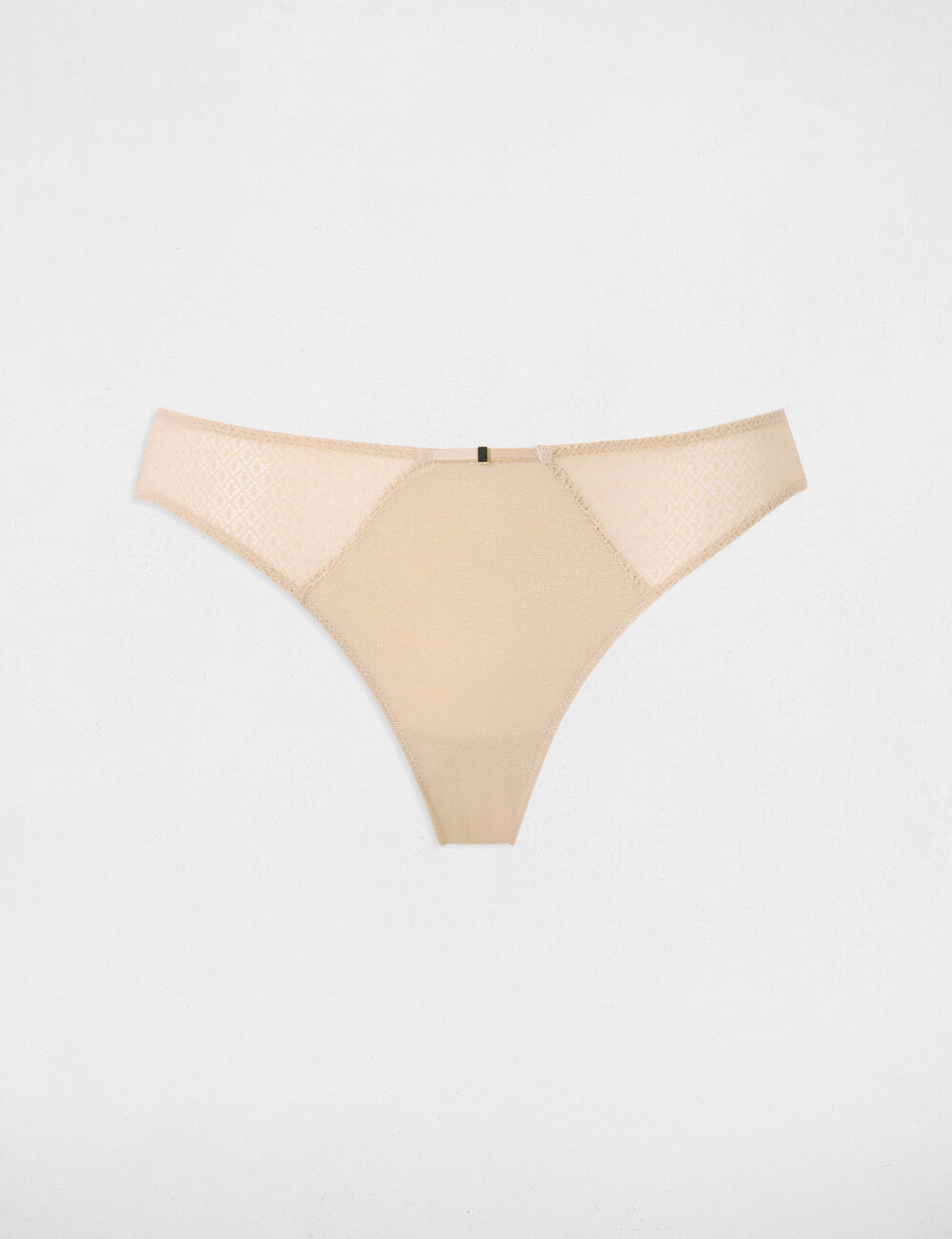 Slip dentelle taille basse beige femme
