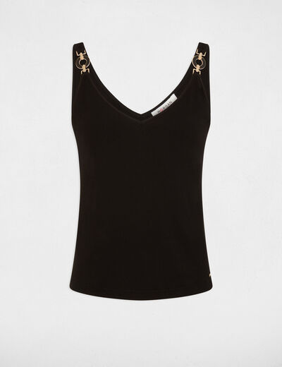 D&eacute;bardeur cintr&eacute; col v noir femme
