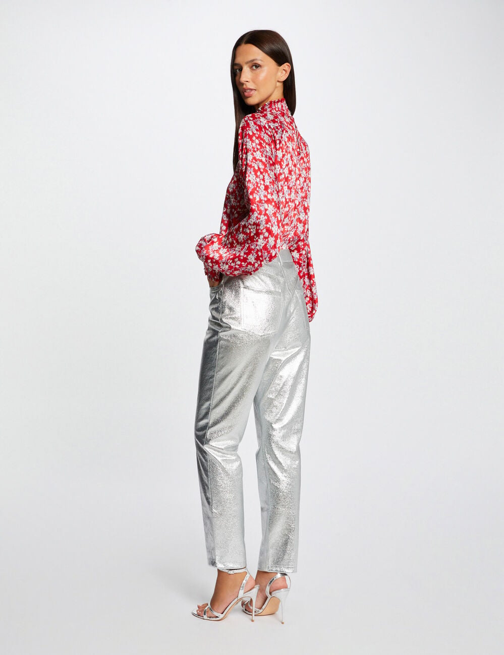 Blouse manches longues imprim&eacute; floral multico femme