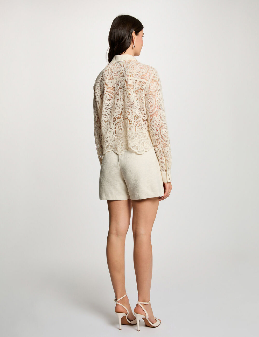 Jupe-short tweed ajust&eacute;e sable femme