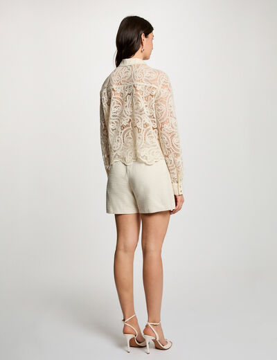 Jupe-short tweed ajust&eacute;e sable femme