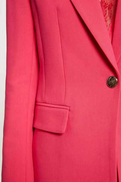 Veste cintrée col cranté à revers rose moyen femme