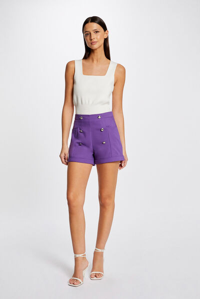 Short city droit à ponts violet fonce femme