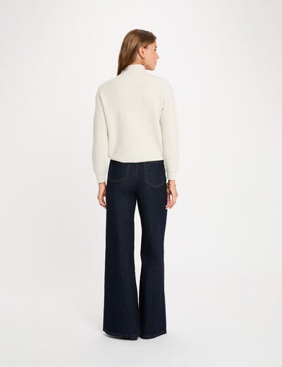 Pull col montant ivoire femme