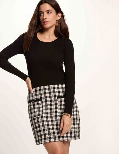 Robe courte tweed noir femme