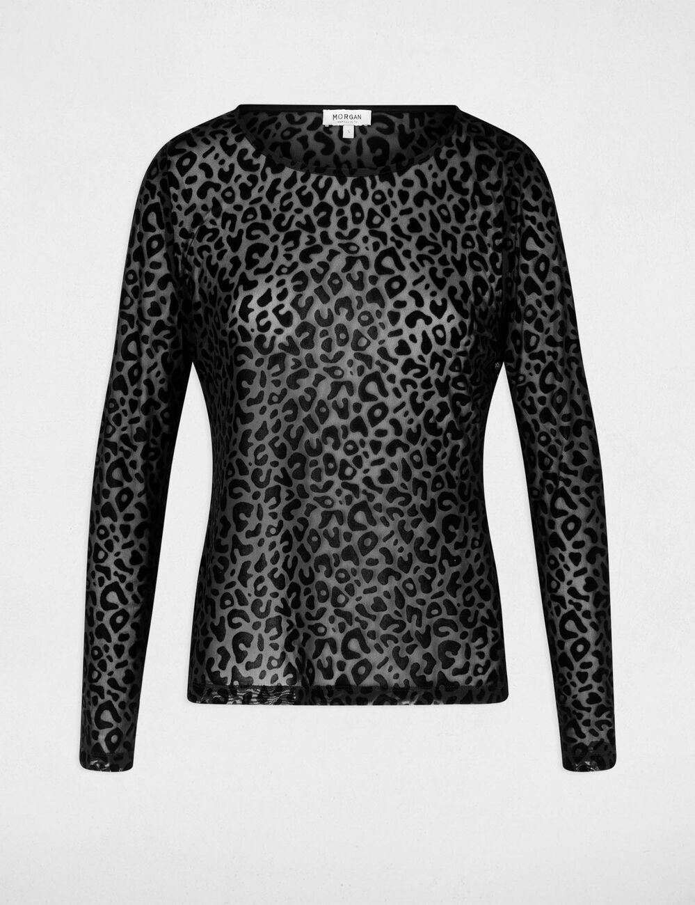 T-shirt cintr&eacute; col rond noir femme