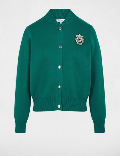 Pull col teddy vert femme