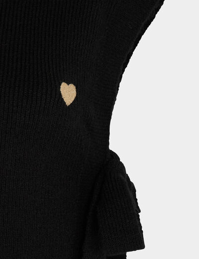 Poncho col brod&eacute; noir femme