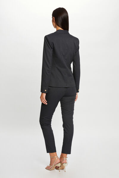 Pantalon ajusté 7/8ème à rayures gris anthracite femme