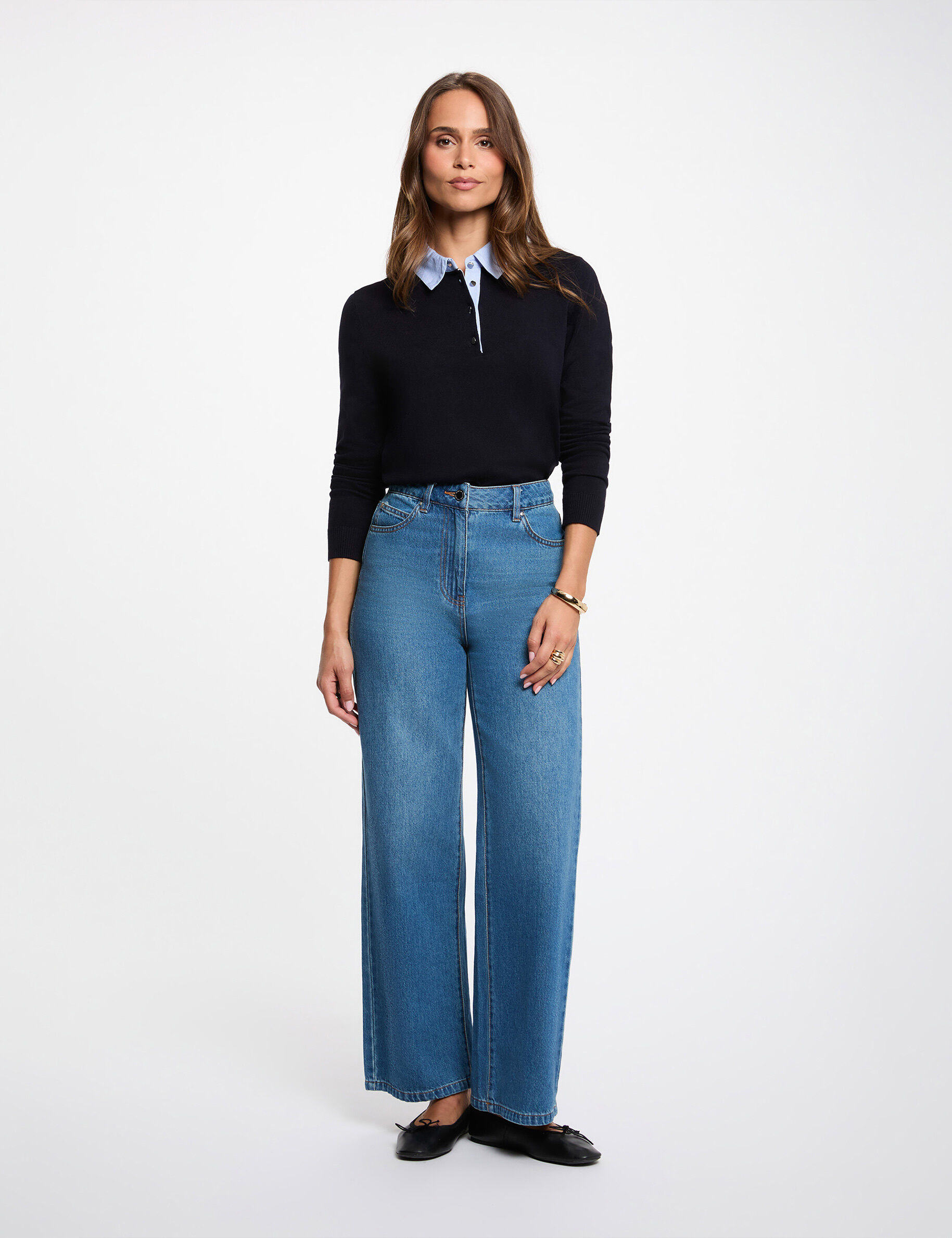 Pull col chemise femme