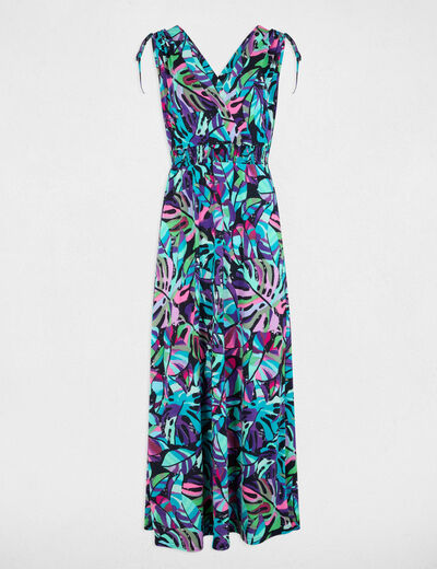 Robe longue droite imprimée multicolore femme