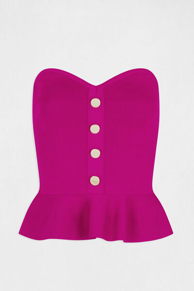 Débardeur pull bustier avec boutons framboise femme