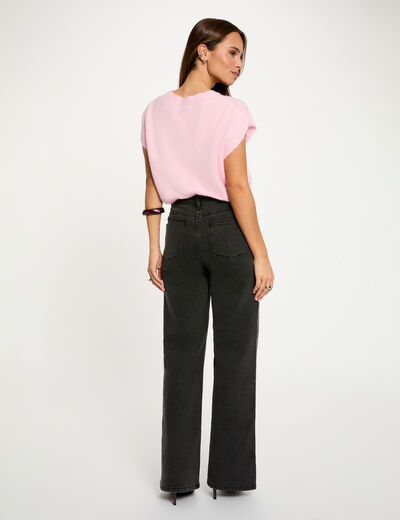 Pull sans manches ajour&eacute; rose femme