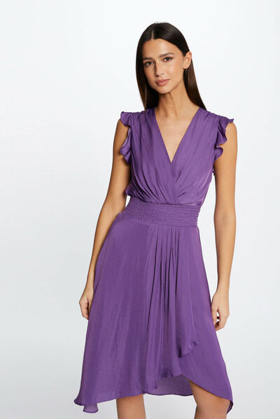 Robe droite fluide sans manches violet fonce femme
