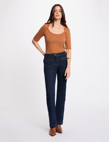 Jean bootcut taille haute denim brut femme