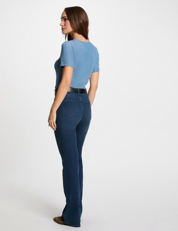 t shirt manches courtes avec col en v bleu gris femme T-shirt manches courtes avec col en V bleu gris femme