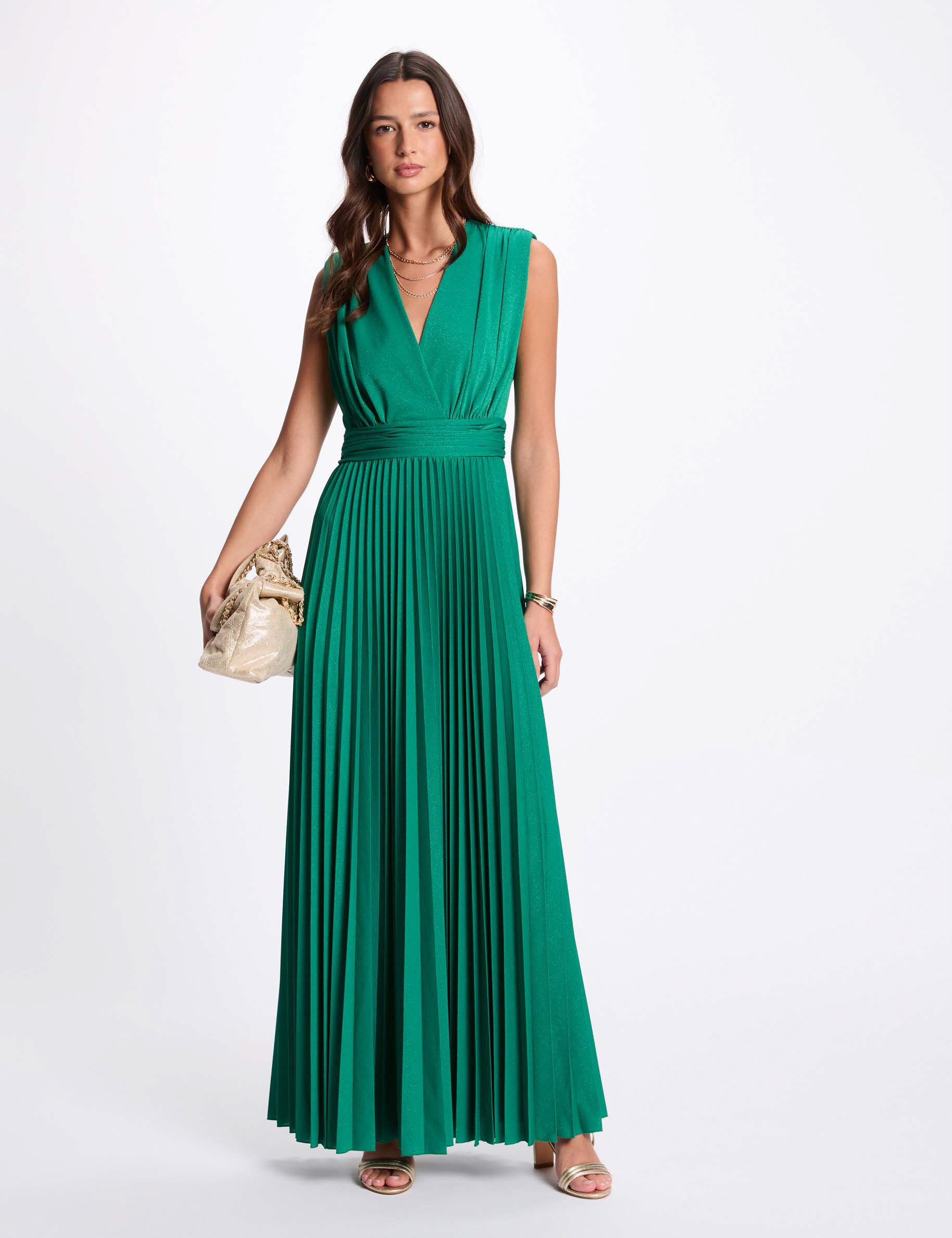 Robe longue droite plissée - Morgan - Modalova