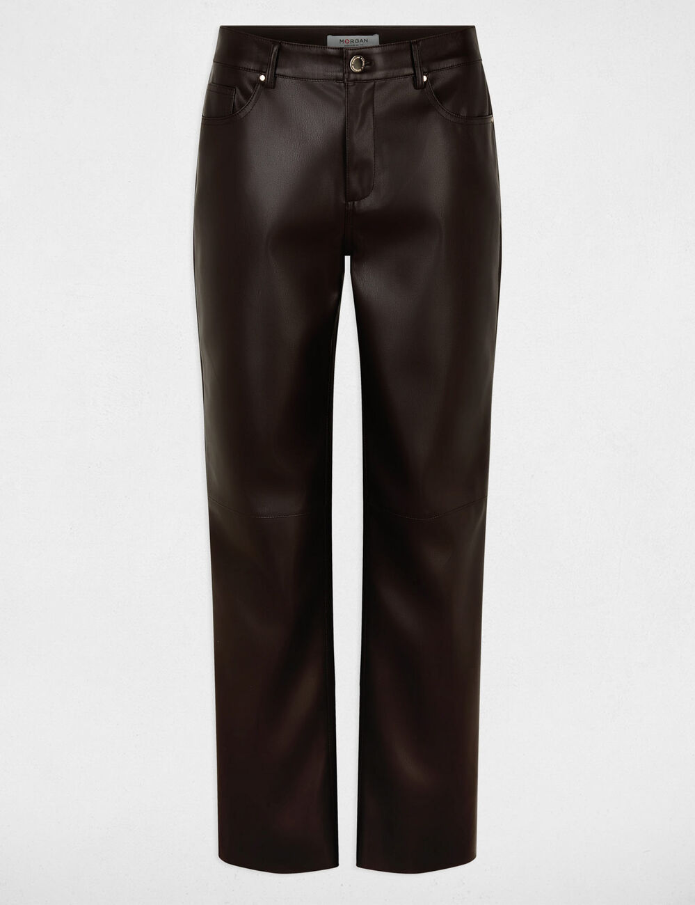 Pantalon bootcut similicuir marron fonc&eacute; femme