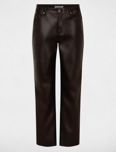 Pantalon bootcut similicuir marron fonc&eacute; femme