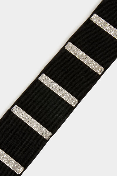 Ceinture élastiquée avec ornements noir femme
