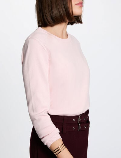 Pull maille relief rose clair femme