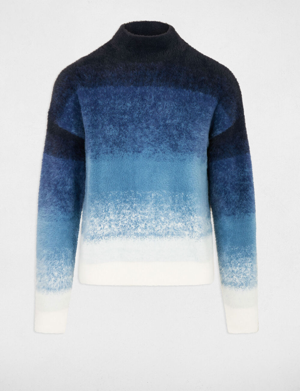 Pull col montant bleu femme