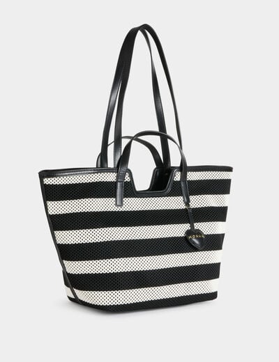 Sac cabas tiss&eacute; blanc femme