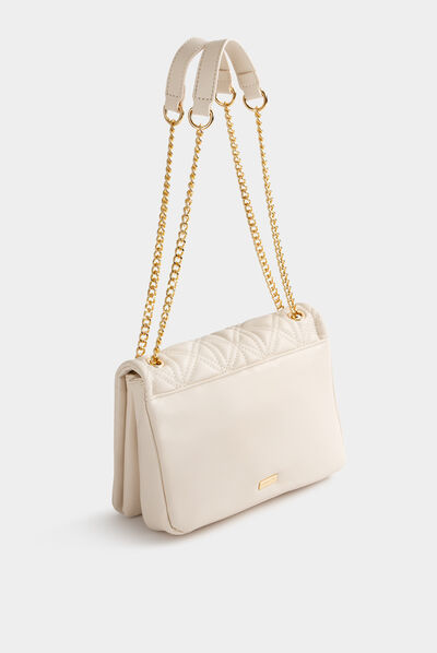 Sac pochette matelassé ivoire femme