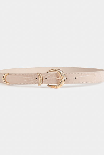 Ceinture effet python beige femme