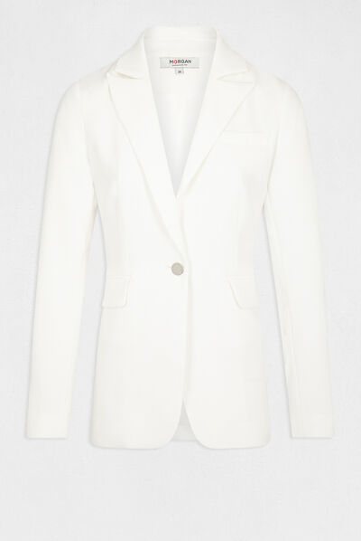 Veste city cintrée col cranté à revers ecru femme