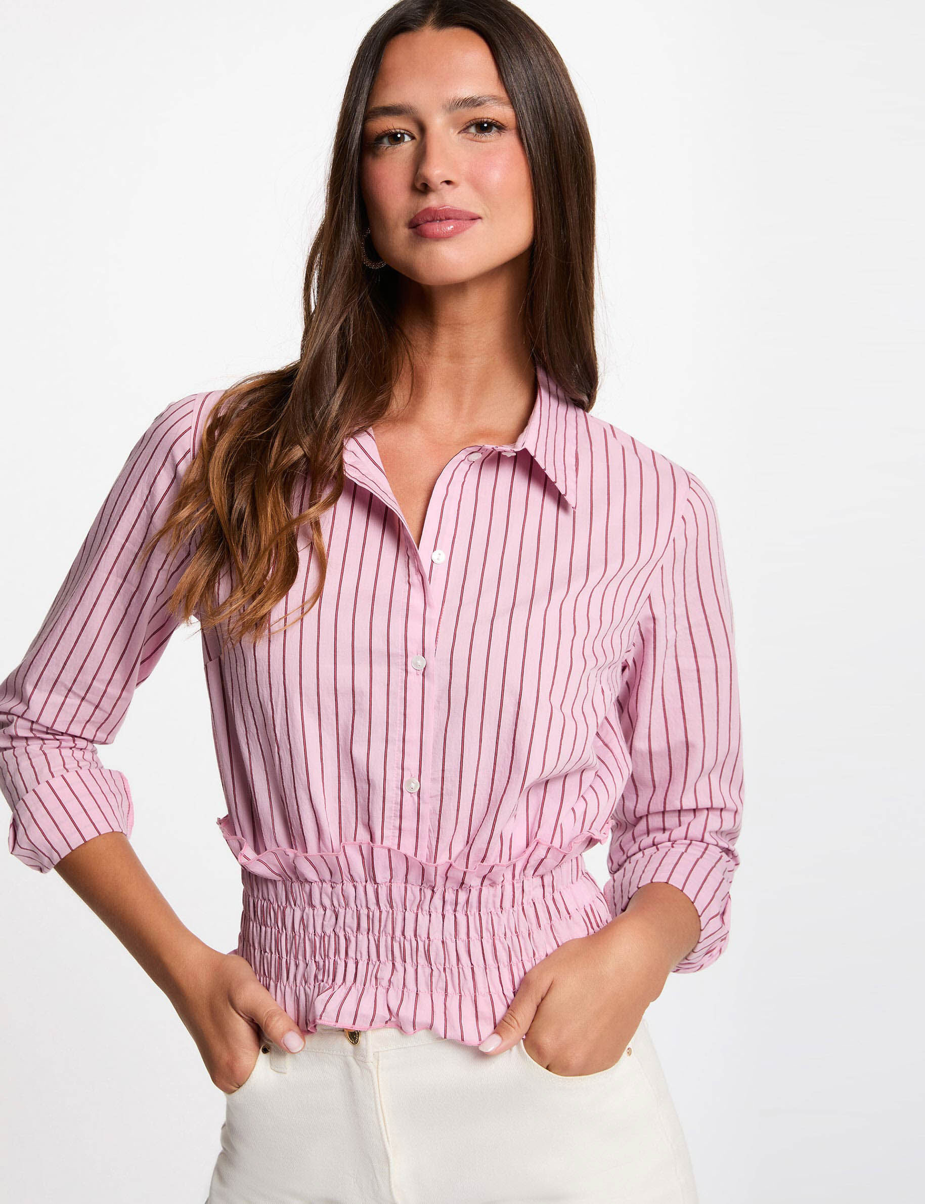 Chemise rayée col à revers femme