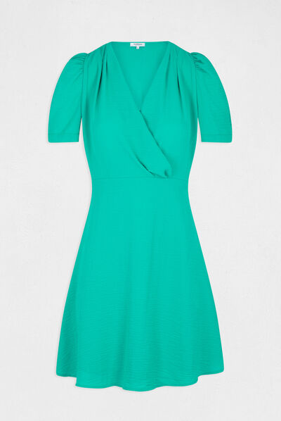 Robe évasée avec col cache-coeur vert femme