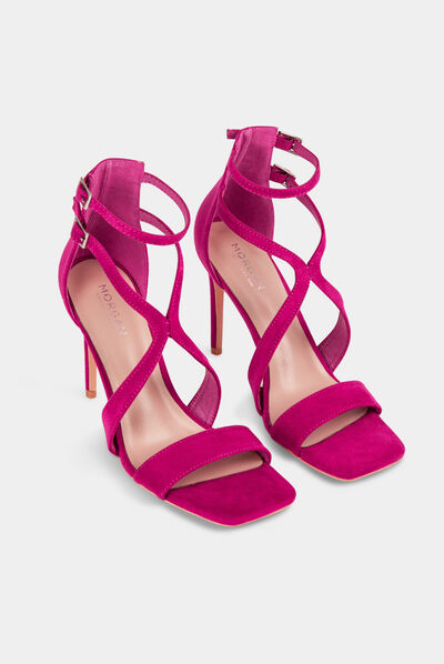 Sandales à talons avec brides rose femme