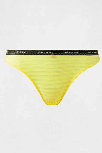 Slip dentelle jaune femme